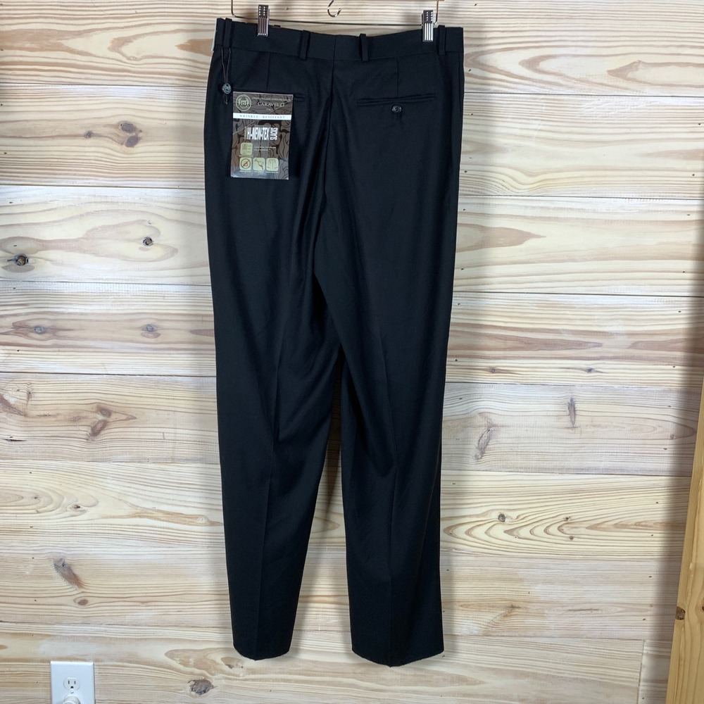 Caravelli Slacks Mens W33S Black Pleated Wrinkle Resistant Dress Pants Italy‎